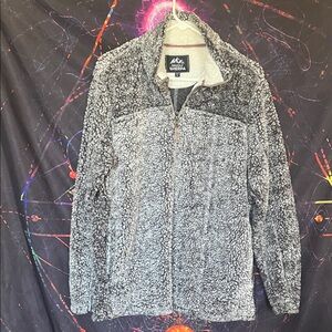 Grizzly Sherpa Men's 1/4 Zip-Up Fleece Sweater - Black gray